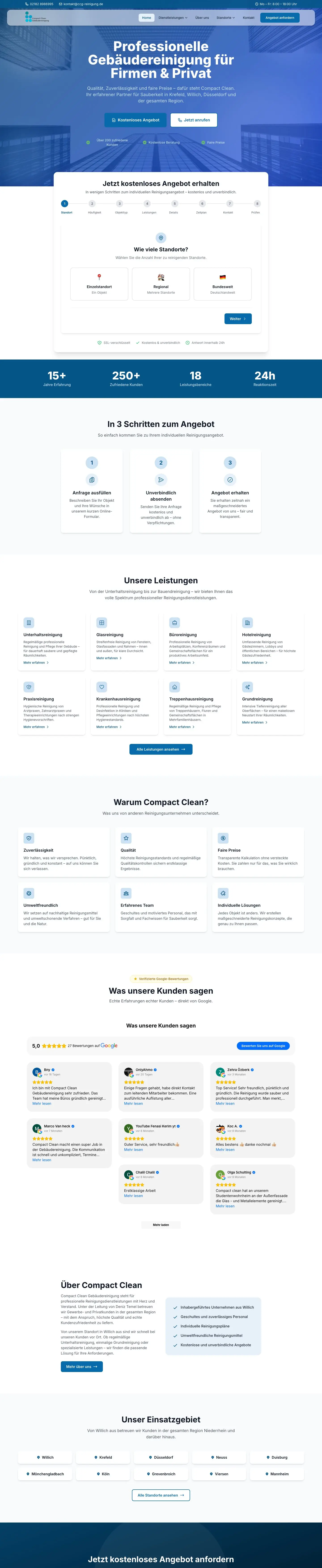 Website von Compact Clean Gebäudereinigung, umgesetzt von Tomware