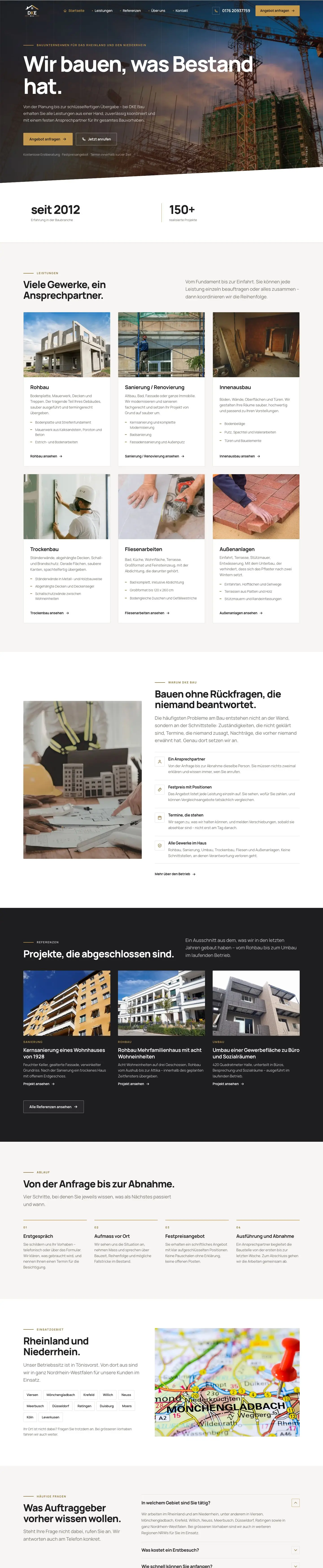 Website von DKE Bau, umgesetzt von Tomware