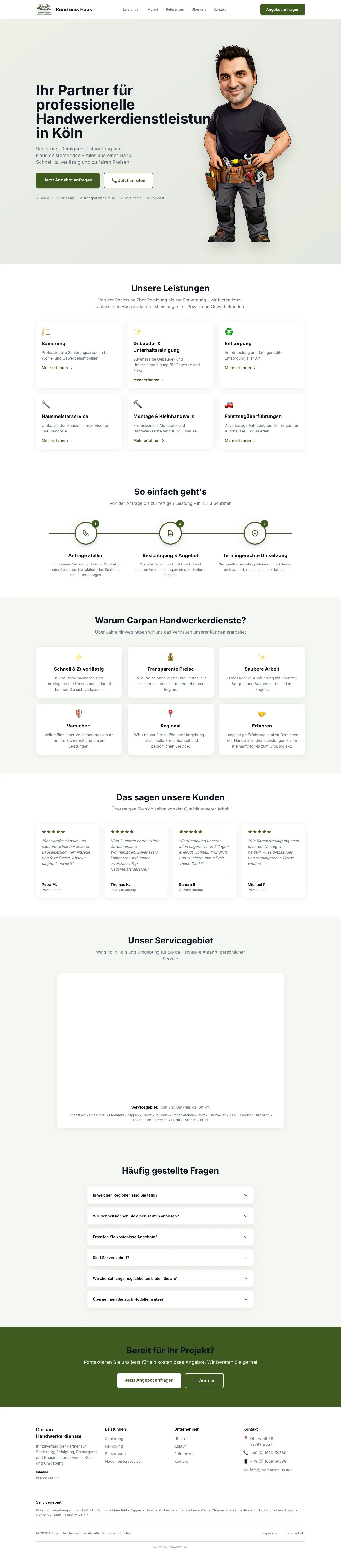 Website von Rund ums Haus, umgesetzt von Tomware