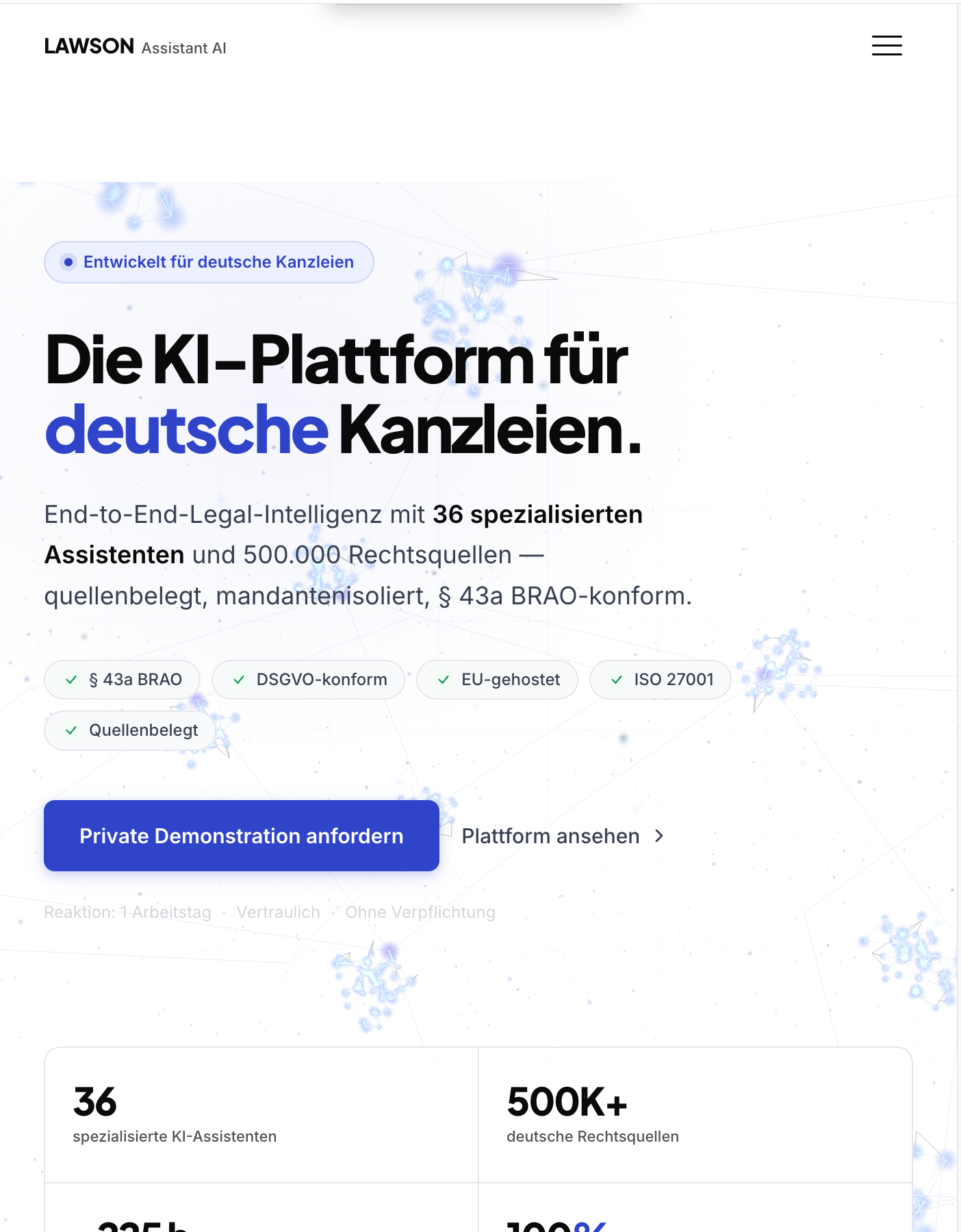 Startseite von LAWSON Assistant AI